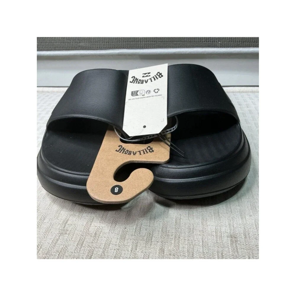 Billabong Women Size 8 Black Platform Cushion Slides Sandal Comfort Shoe NEW